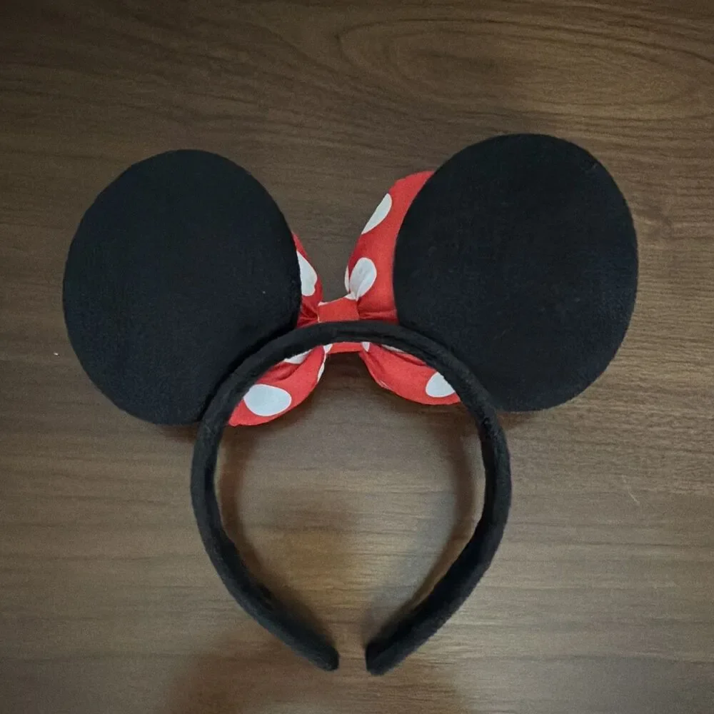 MINNIE MOUSE Red  White Polka Dot PUFFY  BOW Ears Headband  Costume No Logo